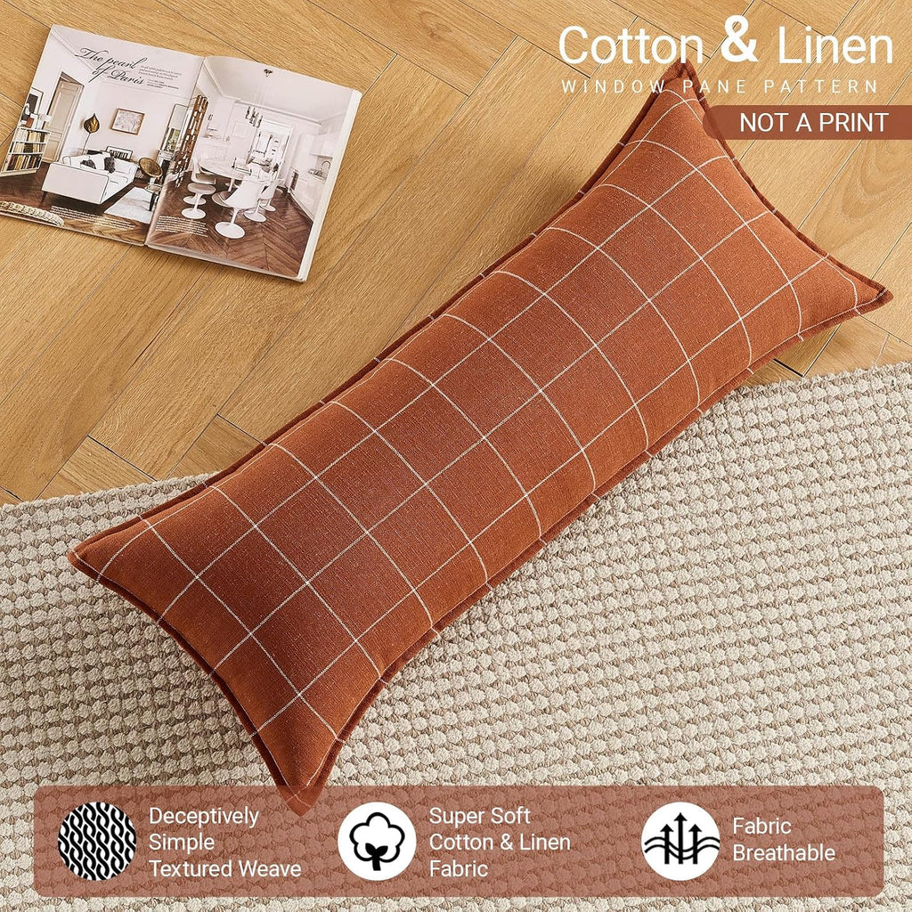 Modern Farmhouse Decor Terracotta Long Lumbar Body Pillow Cover 14x36 Pack of 1, Rust Long Lumbar Decorative Pillow for Bed, 14 x 36…