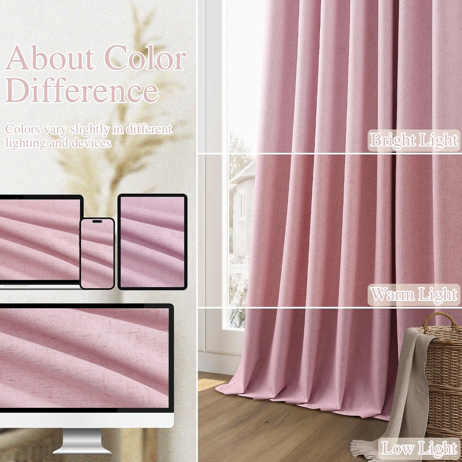 Guken 100% Blackout Curtains 102 Inch Length 2 Panels Set for Living Room Bedroom Back Tab Thermal Insulated Black Out Linen Drapes Room Da…