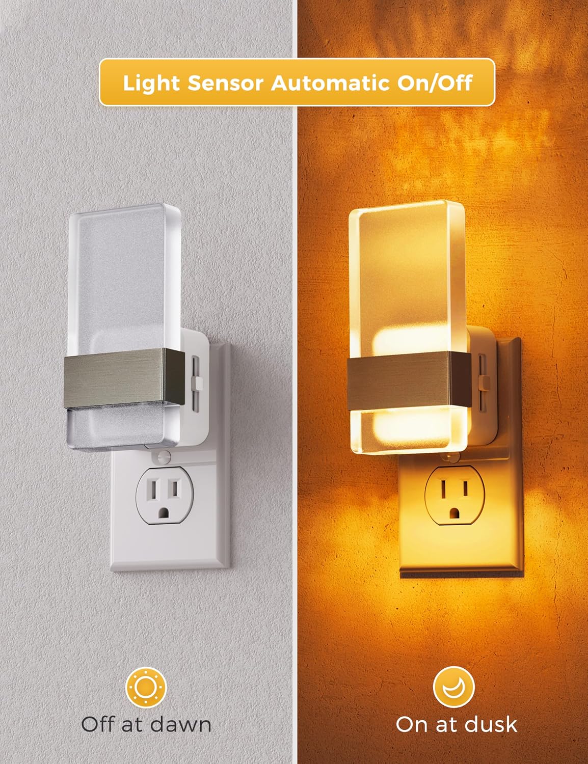 L LOHAS LED Night Light, Amber Night Lights Plug Into Wall, 2 Pack Dusk-to-Dawn Sensor Decorative Night Light, 0-100LM Dimmable…