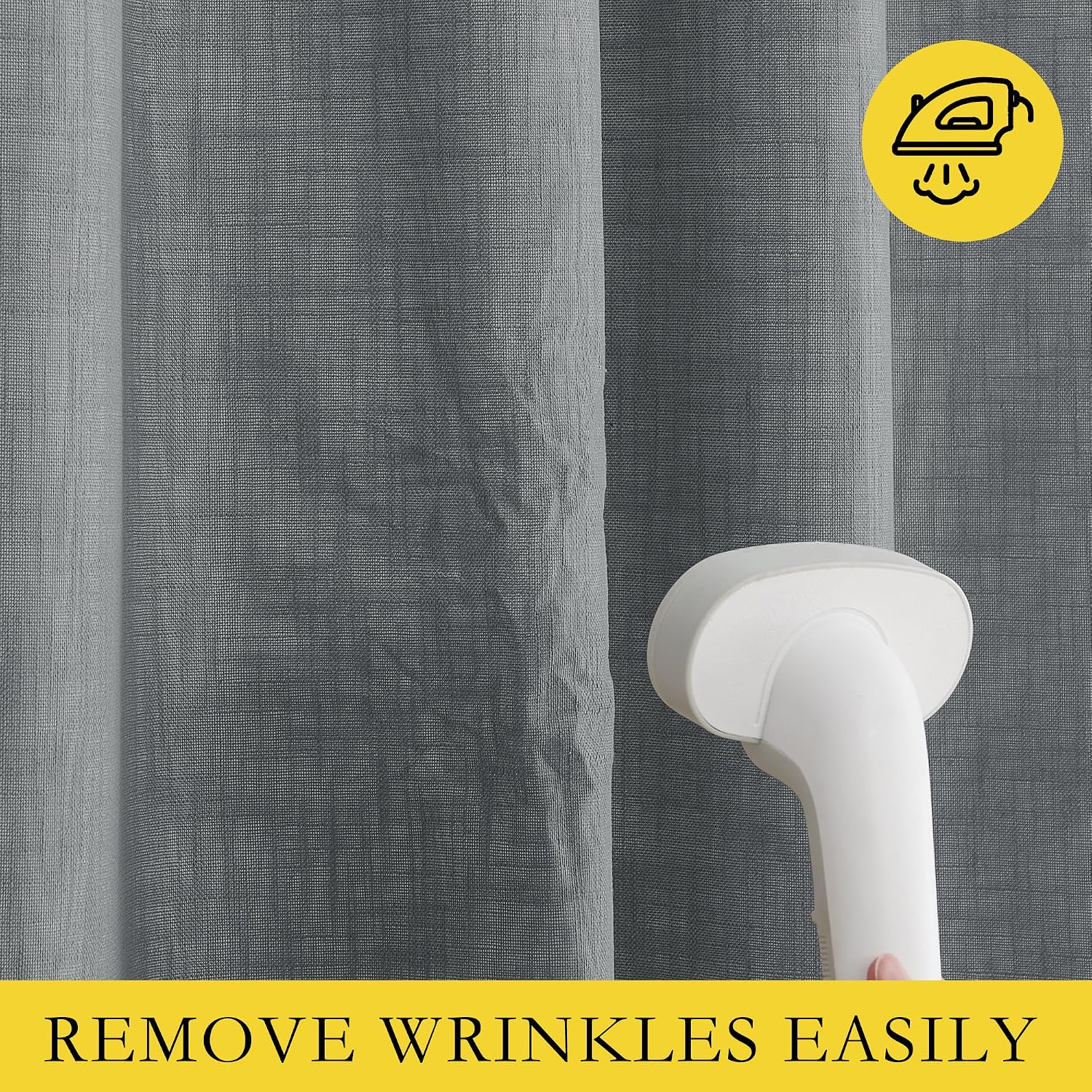 NICETOWN 100% Absolutely Blackout Linen Curtains with Thermal Insulated White Liner, Dove Grey, W52, 2 Pieces, Noise Reducing Textured…