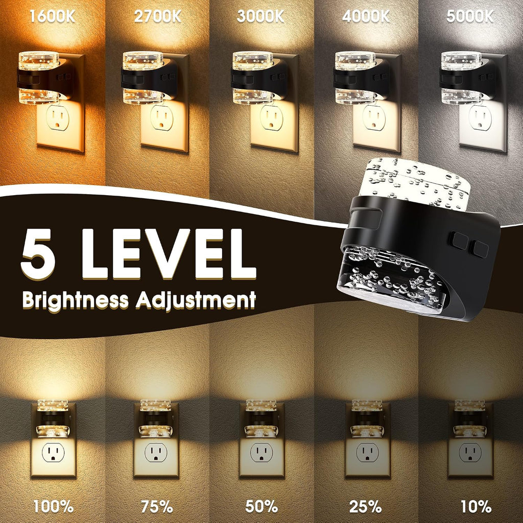 Briignite Motion Sensor Night Light Modern Bubble Night Lights Plug into Wall 5CCT Dimmable Nightlights, Dusk to Dawn Sensor Nightlight…