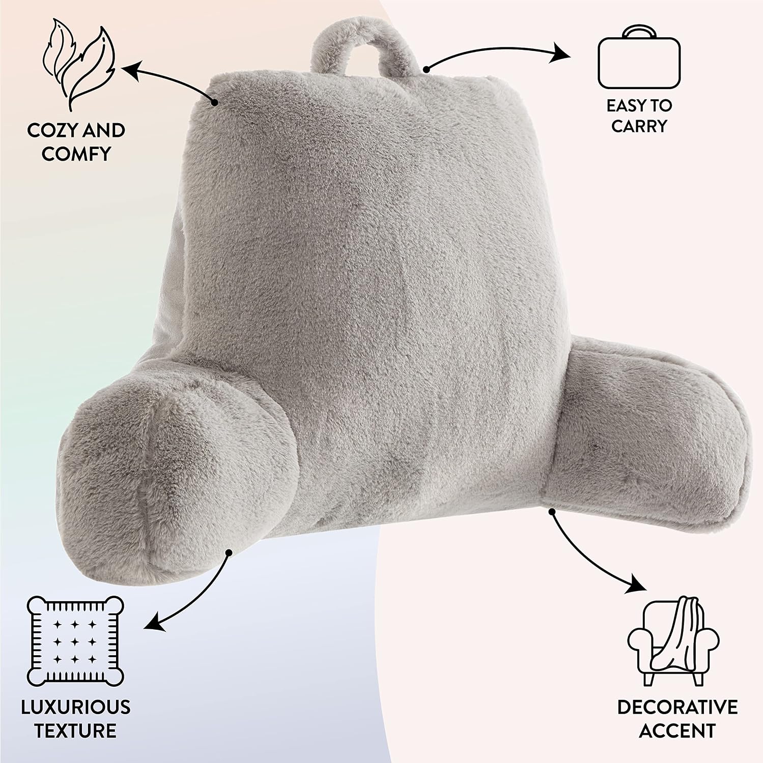 Urban Lifestyle Rabbit Faux Fur Backrest Pillow, Grey