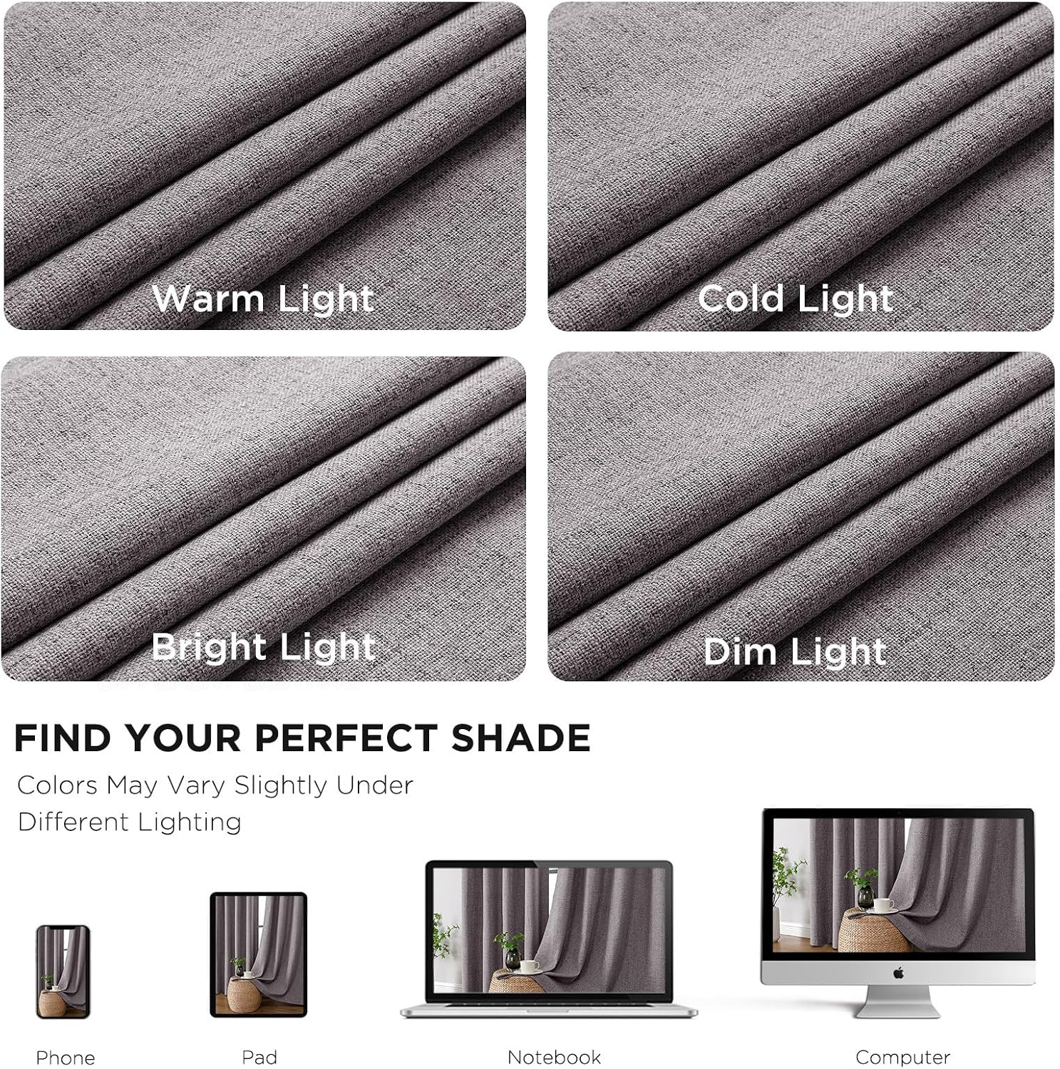 Cucraf 100% Blackout Curtains 54 inches Length 2 Panels Set, Room Darkening Linen Textured Curtain Grommet for Bedroom Living Room, Light B…