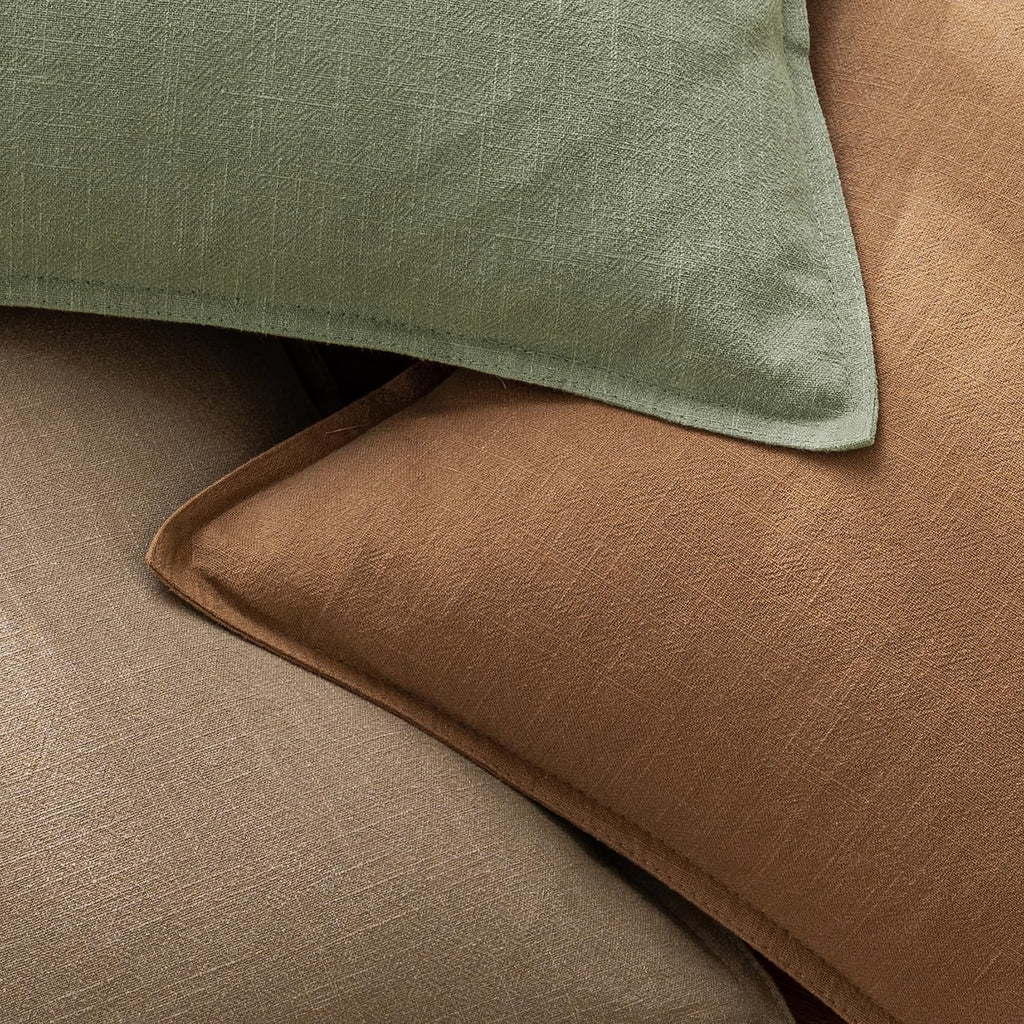 EMEMA Decorative Linen Throw Pillow Covers 24x24 Inch Brown Boho Farmhouse Neutral Couch Throw Pillows for Bed Pack of 2 Accent…