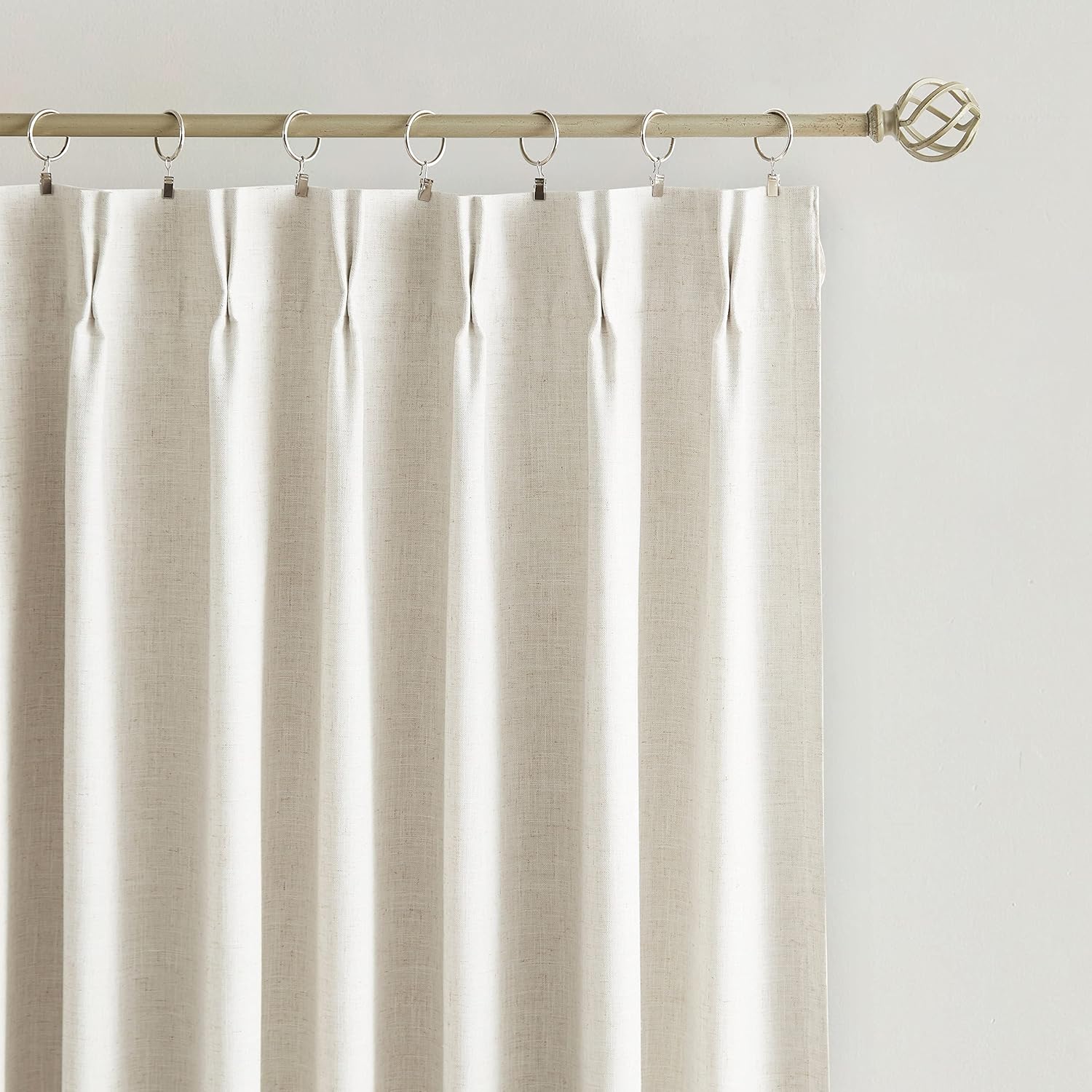 VisionHome Vision Home Natural Pinch Pleated Full Blackout Curtains Linen Blended Room Darkening Window Curtains 63 inch for Living Room Be…