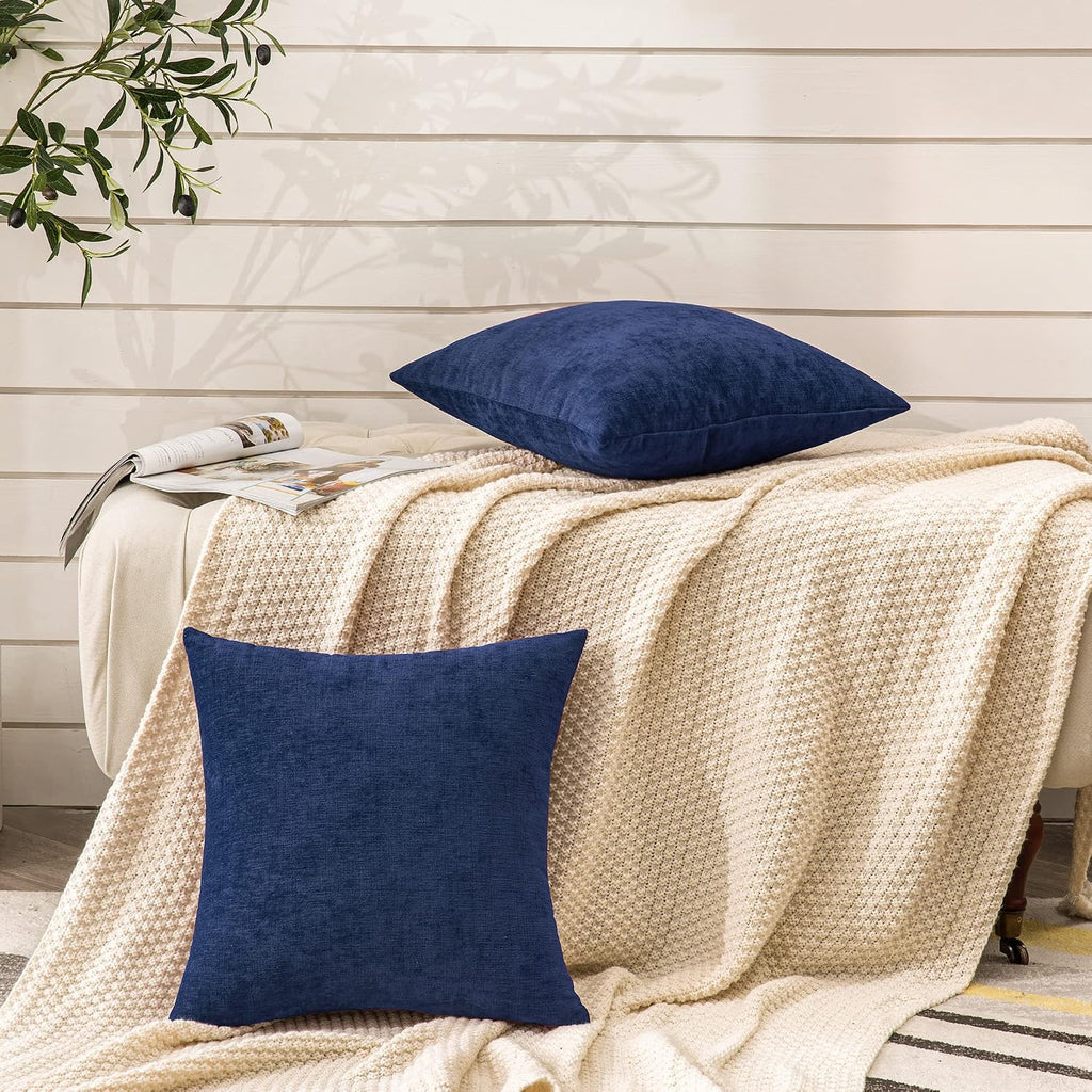 Gawamay Decorative Chenille Throw Pillow Covers 24x24 Inch Pack of 2, Soft Square Couch Pillow Cover for Sofa Cushion Living Room Bedroom S…