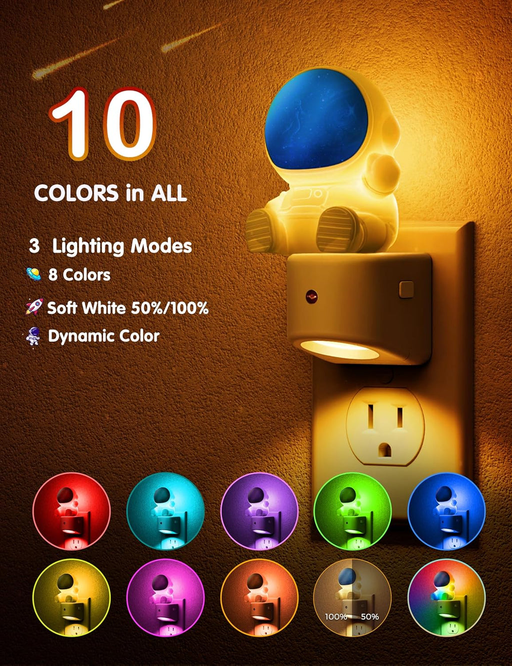 L LOHAS LED Night Light for Kids, 3D Space Night Light Plug in, Dusk to Dawn Nursery Night Lights, RGB+Soft White 3000K, 3 Lighting…