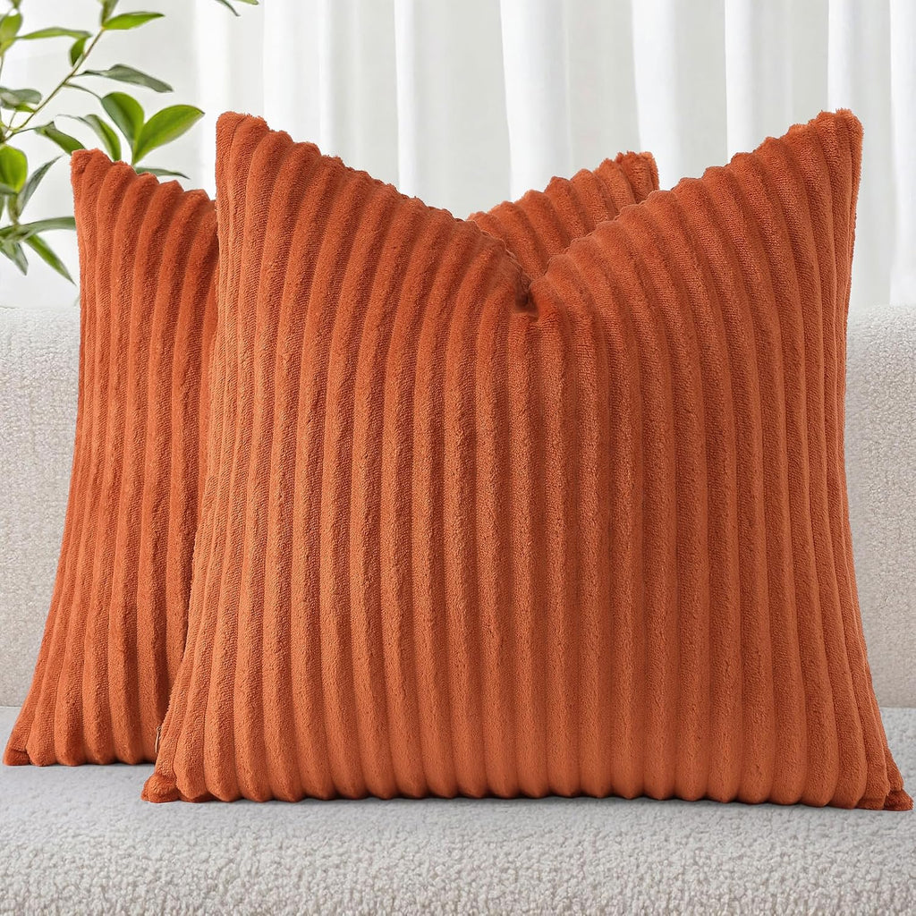 SimmoreHomeDecor Simmore Decorative Throw Pillow Covers 24x24 Set of 2, Soft Natural Plush Flannel Double-Sided Fluffy Couch Euro Sham Pill…