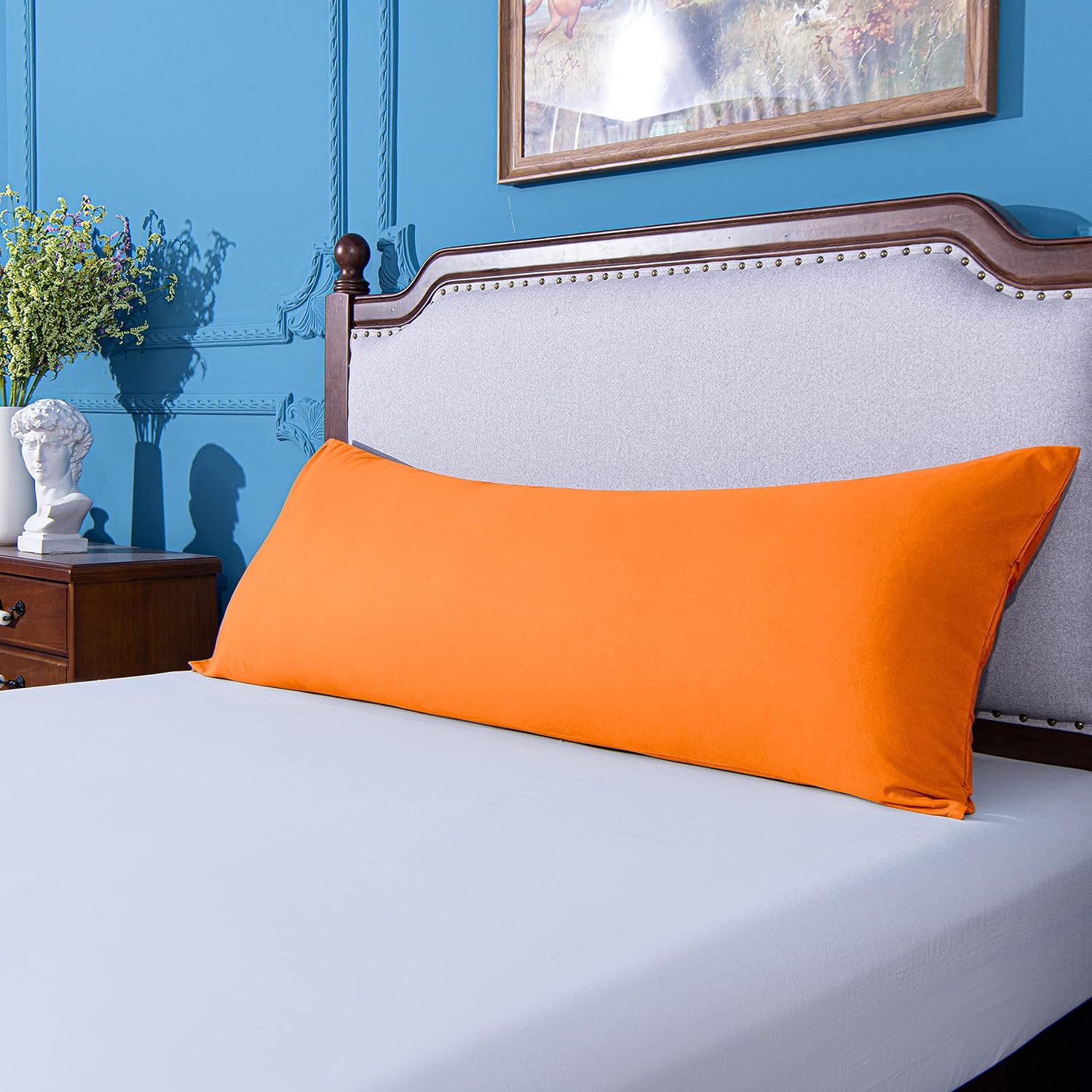 Ntbay Body Pillowcase - Brushed Microfiber 20x54 Pillowcase - Soft, Wrinkle-Free, Fade-Resistant, Stain-Resistant, Orange Body Pillow Cover…