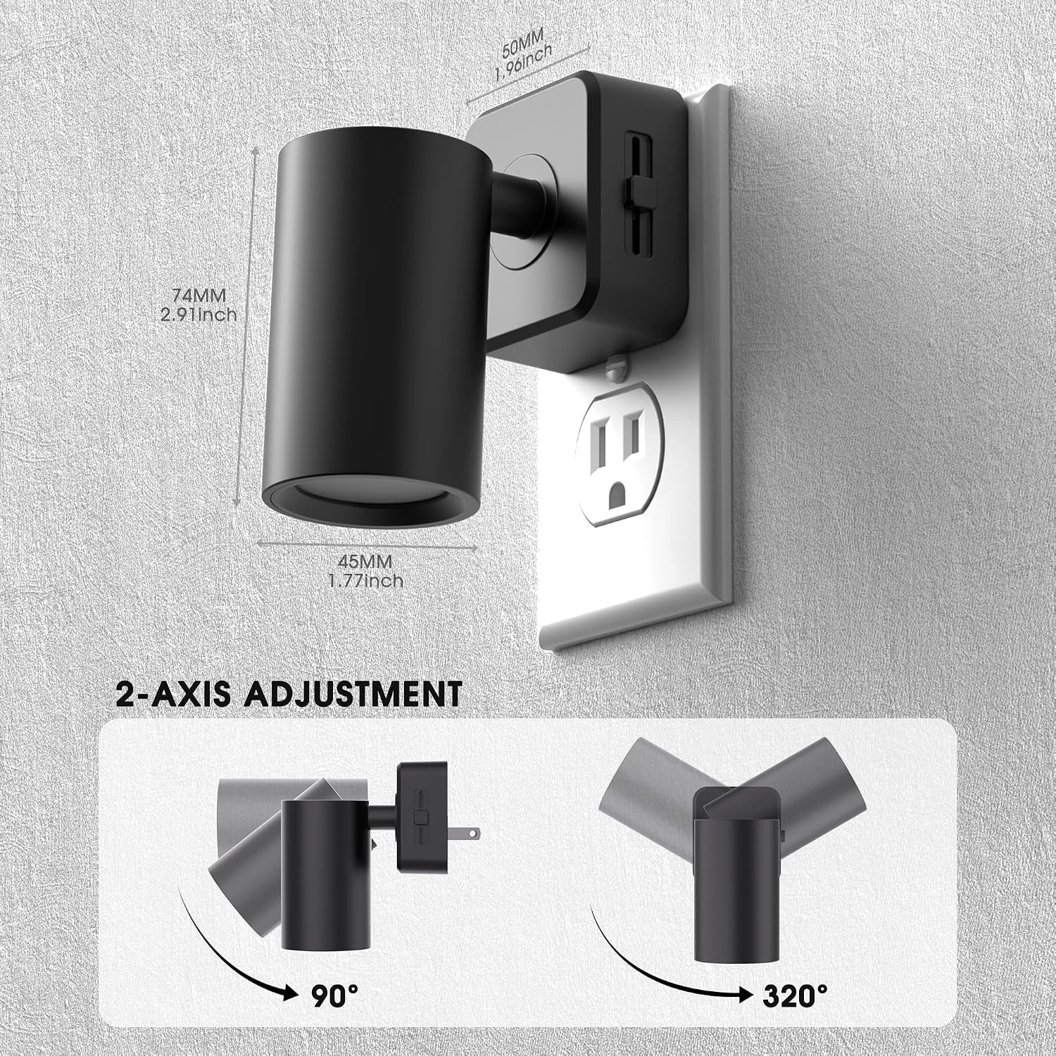 Briignite Night Lights Plug into Wall, 320° Rotating Night Light Plug in, 2Pack, Dusk to Dawn Sensor, 1W Dimmable Led nightlight Daylight…