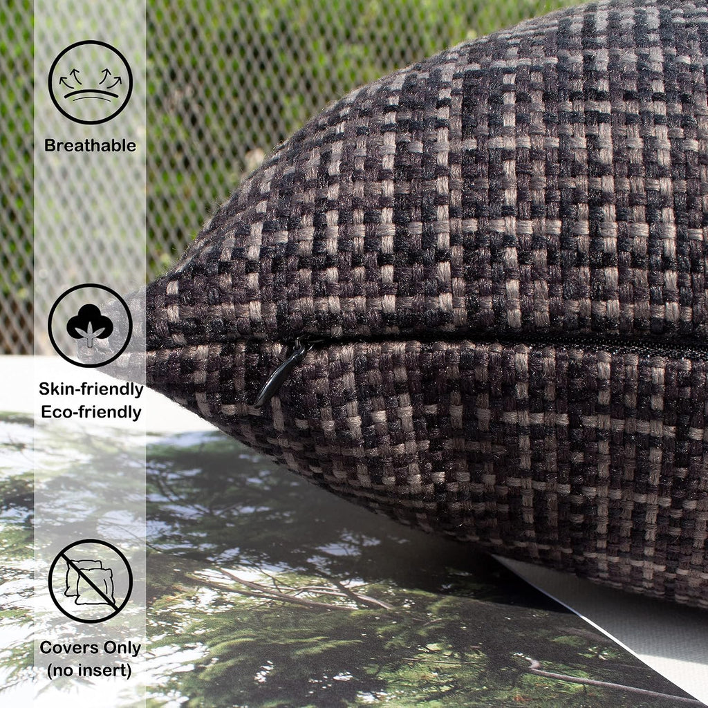 Kevin Textile Pack of 2 Decorative Outdoor Waterproof Pillow Covers Garden Cushion Sham Throw Pillowcase Shell for Patio Tent Couch 12x20…