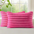 decorUhome Summer Cozy Faux Fur Throw Pillow Covers 12x20 Set of 2 Decorative Soft Plush Striped Lumbar Modern Farmhouse Boho Couch Pillow…