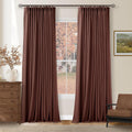 Twodrapes Brick Brown Pinch Pleated Blackout Linen Curtains 120 Inches Long for Living Room Bedroom 2 Panels Room Darkening Thermal Insulat…