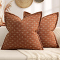 Zwjd Fall Pillow Covers 20x20 Set of 2 Soft Polyester Textured Rust Pillow Covers with Stylish Flange Edge Cozy Farmhouse Throw Pillows for…