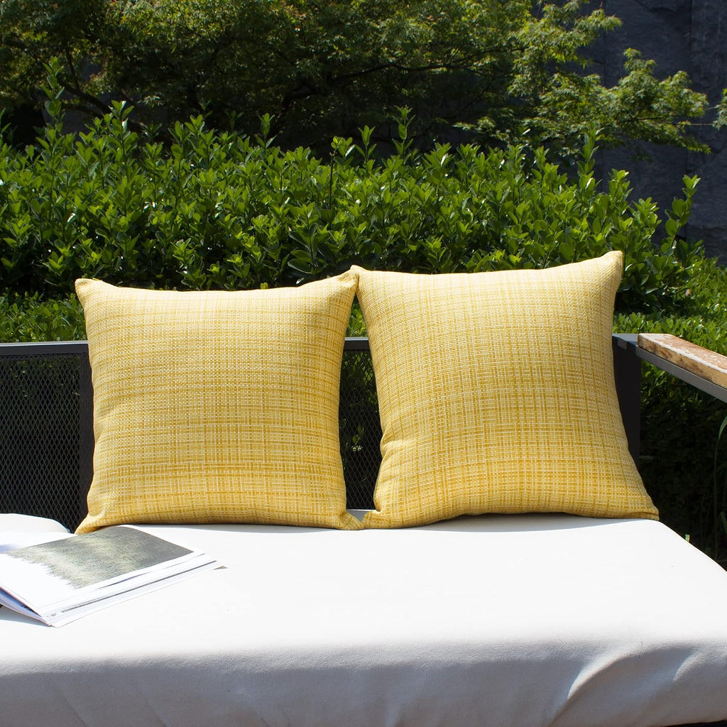 Kevin Textile Pack of 2 Decorative Outdoor Waterproof Pillow Covers Garden Cushion Sham Throw Pillowcase Shell for Patio Tent Couch 24x24…