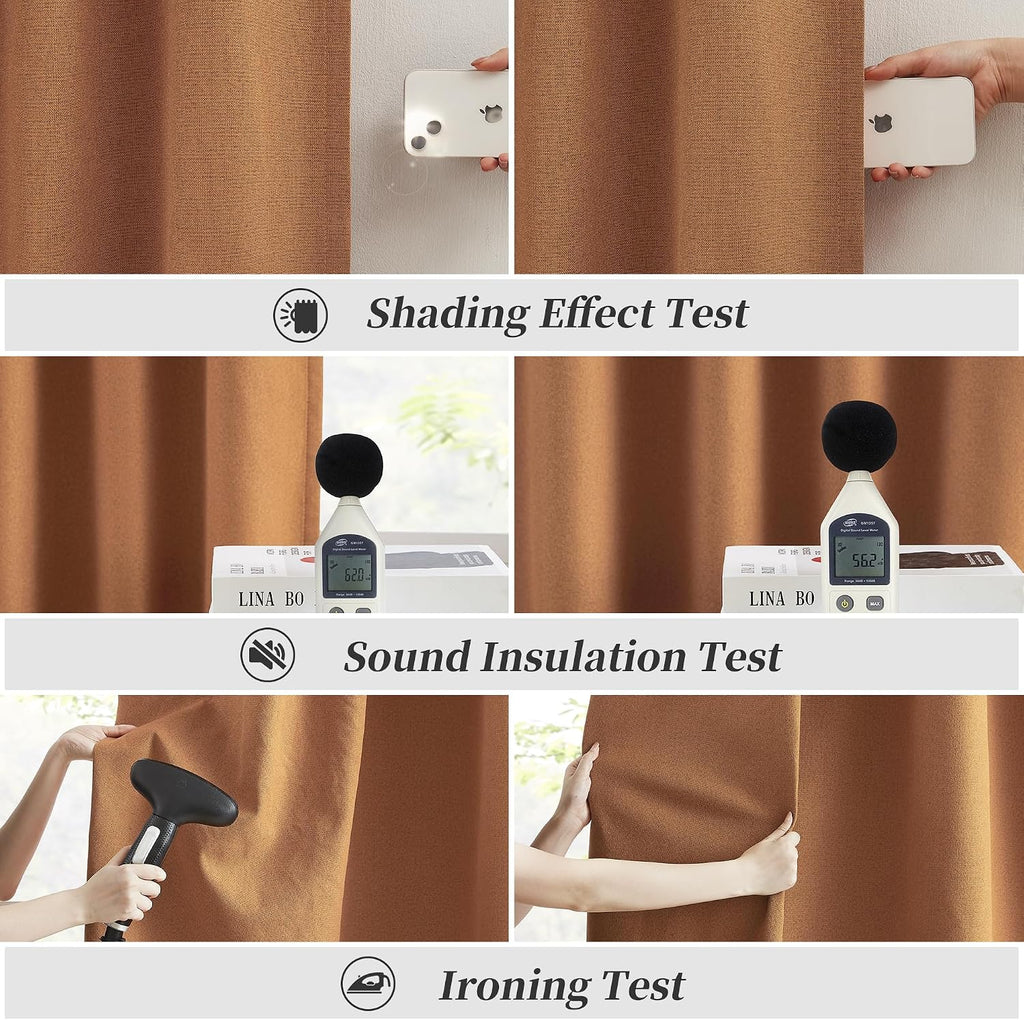 Keqiaosuocai Blackout Linen Curtains 2 Panels Set 84 Inch Length 7 FT for Living Room Hook Belt Back Tab Drapes Southwest Decor Boho Mid Ce…