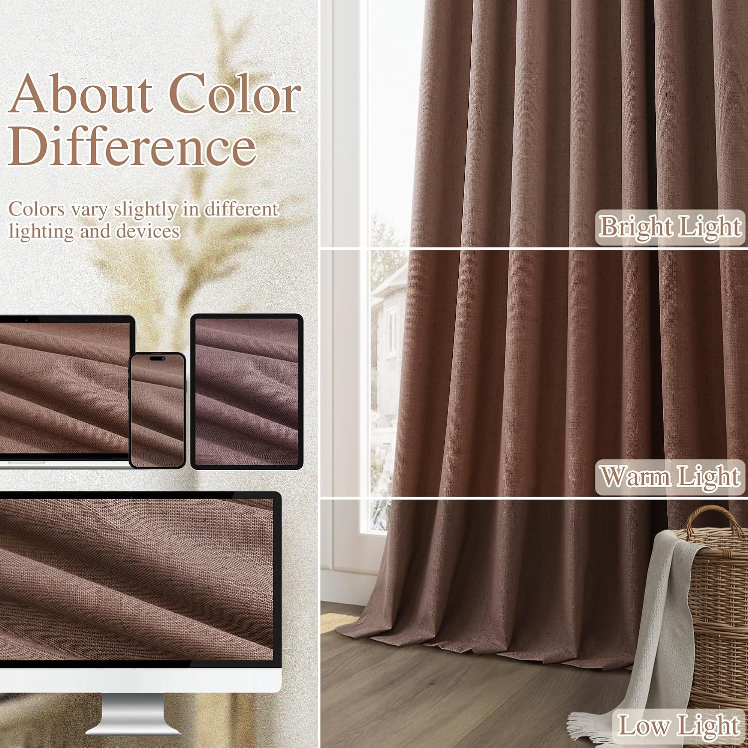Guken 100% Blackout Curtains 90 Inch Length 2 Panels Set for Living Room Bedroom Back Tab Thermal Insulated Black Out Linen Drapes Room Dar…