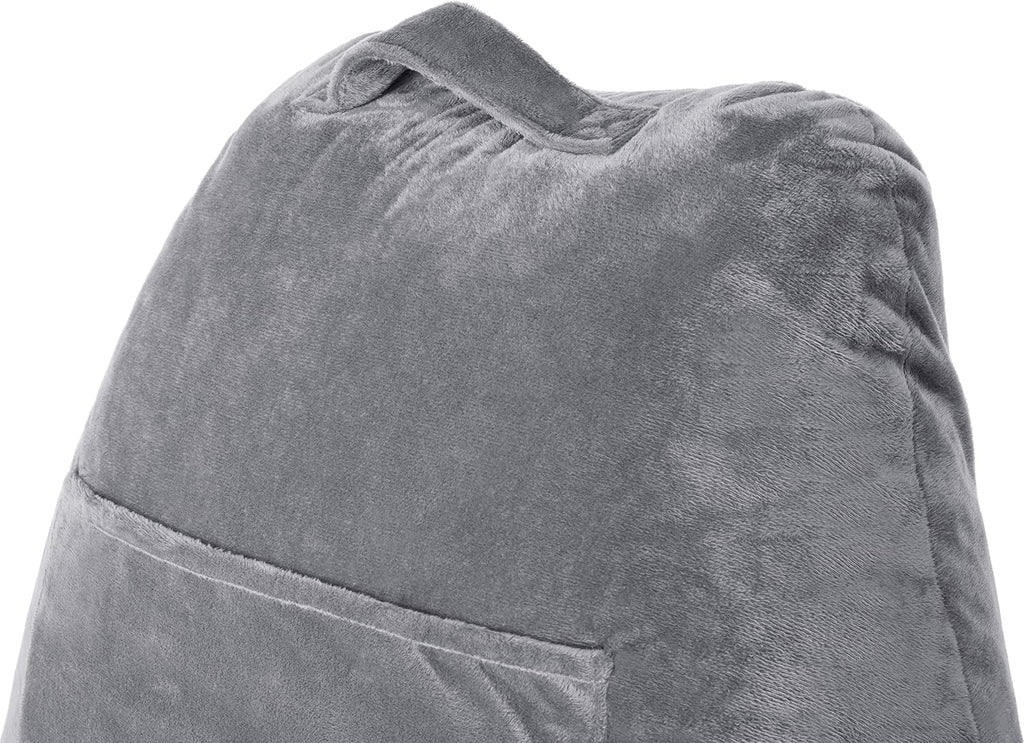HusbandPillow Husband Pillow Dark Grey, Standard+ Original Reading Pillow in Bed Rest Chair, Shredded Memory Foam Large Lounge Cushion Adul…