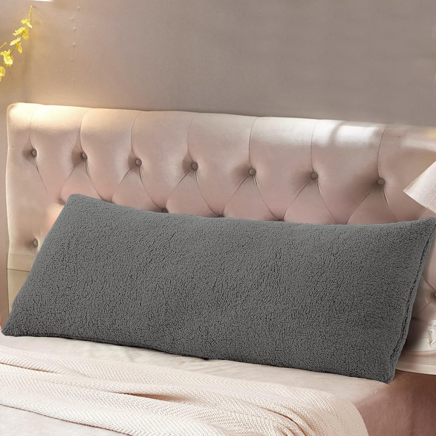 Reafort Sherpa Body Pillow Cover 21" x 54", Plush Fleece Long Body Pillowcase with Zipper Closure, Ultra Soft Fluffy Cozy Decorative…