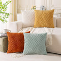 Cozoomy Set of 4 Yellow Rust Aqua Decorative Throw Pillow Covers 26x26 Inch Corduroy Pillow Covers for Bed Couch Sofa Living Room Soft Squa…