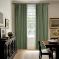 Twodrapes 80 Inch Olive Green Linen Blackout Curtains for Living Room 100% Black Out Pinch Pleat Hooks for Living Room Back Tab Thick Linen…