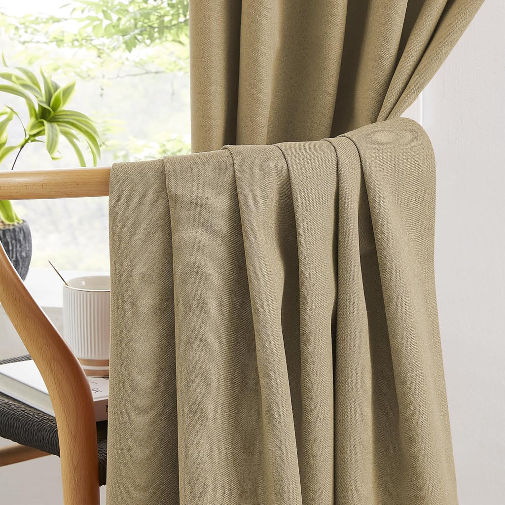Keqiaosuocai 102 Inch Linen Blackout Curtains for Ceiling Track System Back Tab, Loop Pocket Curtains 72 Inch Wide Pinch Pleated Drapes for…