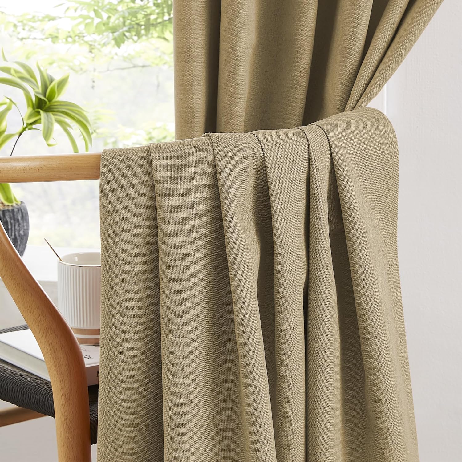 Keqiaosuocai 102 Inch Linen Blackout Curtains for Ceiling Track System Back Tab, Loop Pocket Curtains 72 Inch Wide Pinch Pleated Drapes for…
