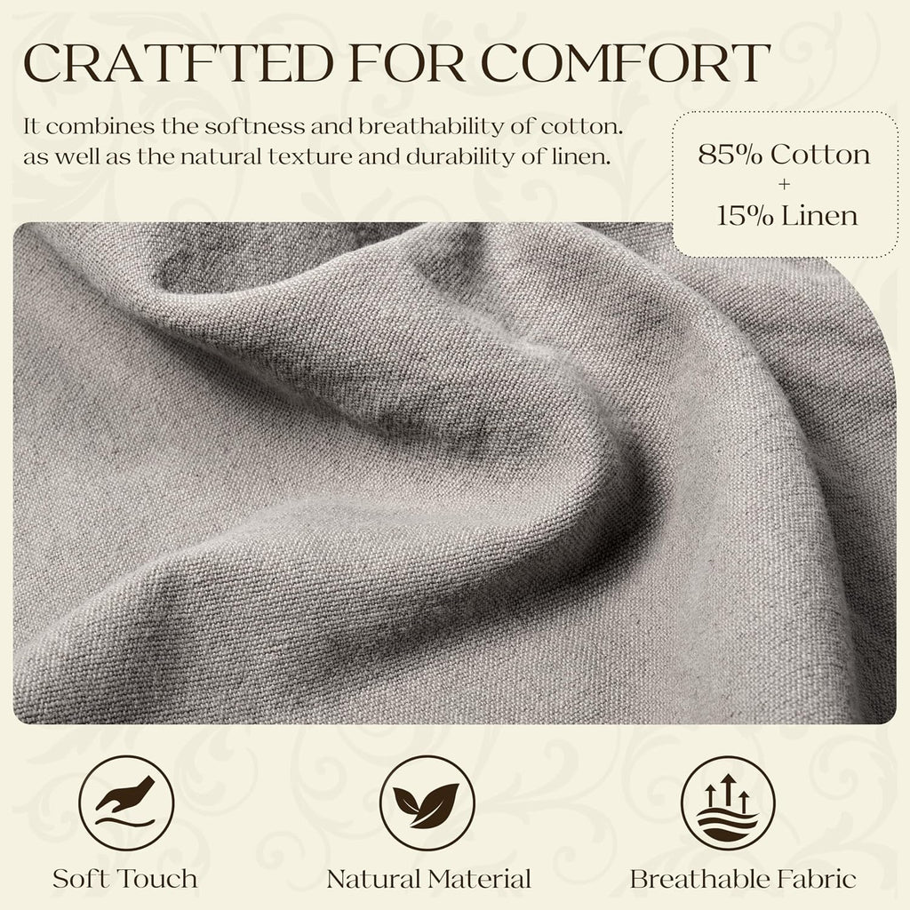 WOWMAX 80% Cotton & 20% Linen Blend Headboard Pillow – Full Size Reading Wedge Backrest for Bed, Handmade Firm Support Bolster Cushion…