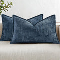 decorUhome Chenille Throw Pillow Covers 12x20 Set of 2, Soft Textured Slubby Modern Decorative Pillow Covers with Elegant Design for Couch,…