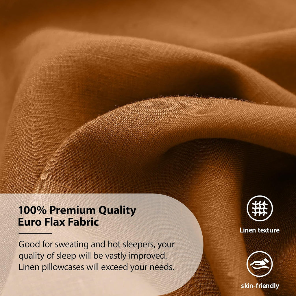 Simple&Opulence 100% Linen Pillowcases Basic Style Solid Color Set of 2, King Size Stone Washed Flax Pillow Cover Envelope Closure…