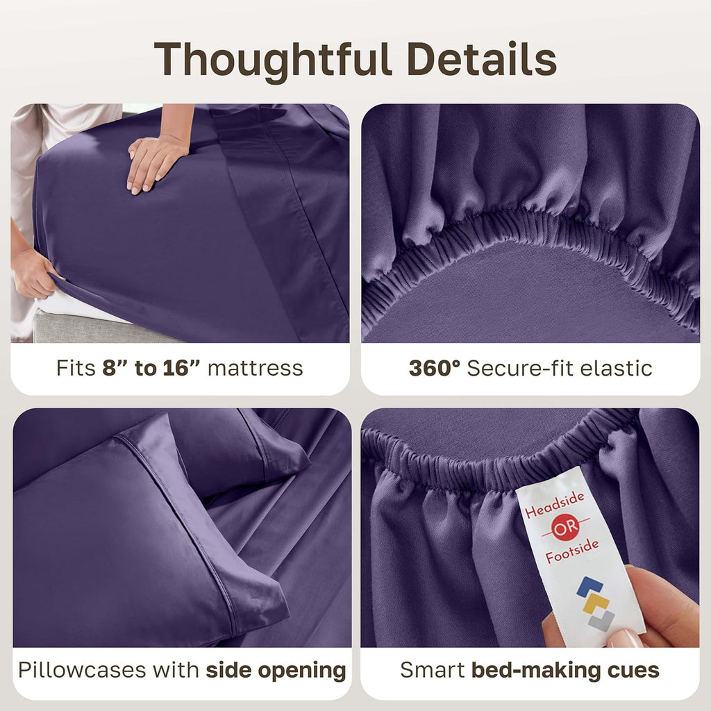CaliforniaDesignDen California Design Den Soft Queen Size Cotton Sheet Sets, 400 TC Good Housekeeping Award Winner, Silky Smooth Sateen Wea…