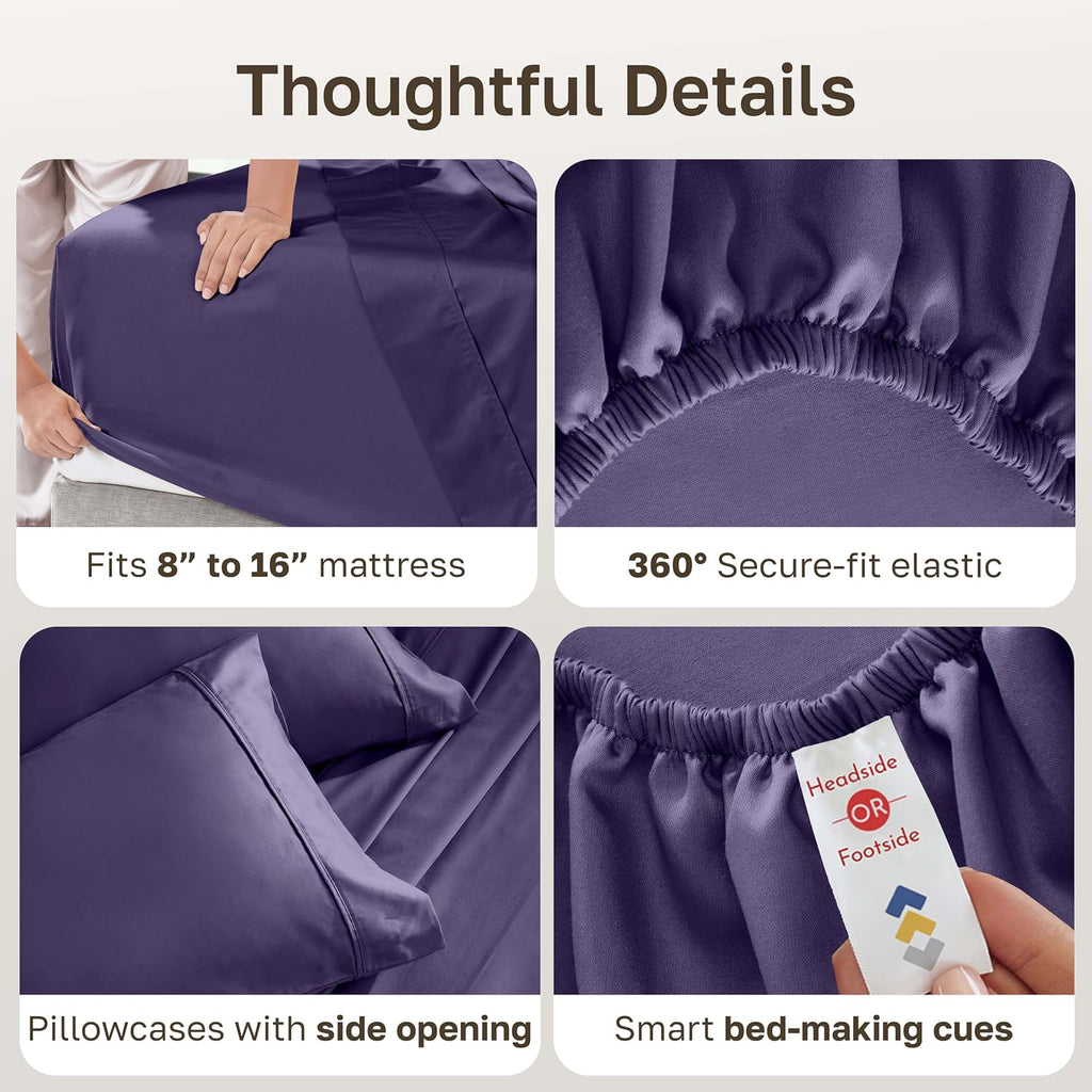CaliforniaDesignDen California Design Den Soft King Size Cotton Sheet Sets, 400 TC Good Housekeeping Award Winner, Silky Smooth Sateen Weav…