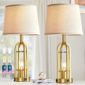 SRJJA Gold Table Lamps for Living Room Set of 2 - Modern Farmhouse Bedside Lamps for Bedroom Night Stands with Nightlight and USB A+C…