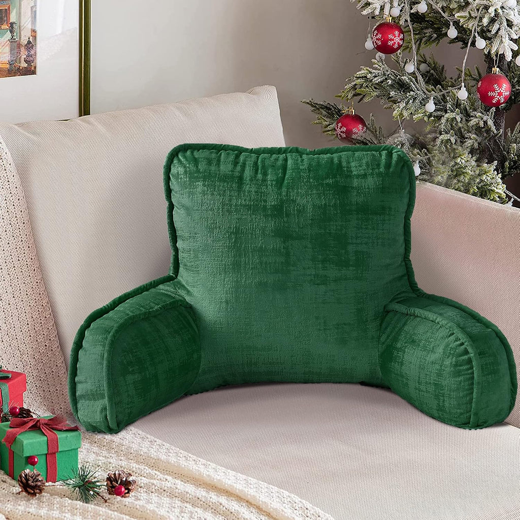 Bytide DIY Assembly Art Velvet Backrest Reading Bed Rest Pillow with Arms & Pockets, 18" H for Sitting in Bed Couch Sofa, Back Support Cush…