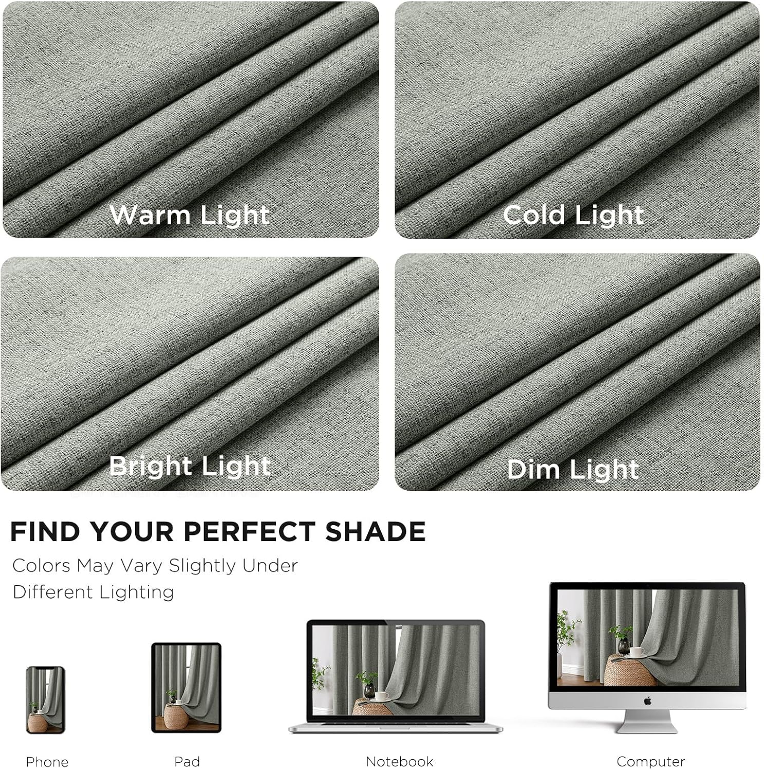 Cucraf 100% Blackout Curtains 90 inches Length 2 Panels Set, Room Darkening Linen Textured Curtain Grommet for Bedroom Living Room, Light B…