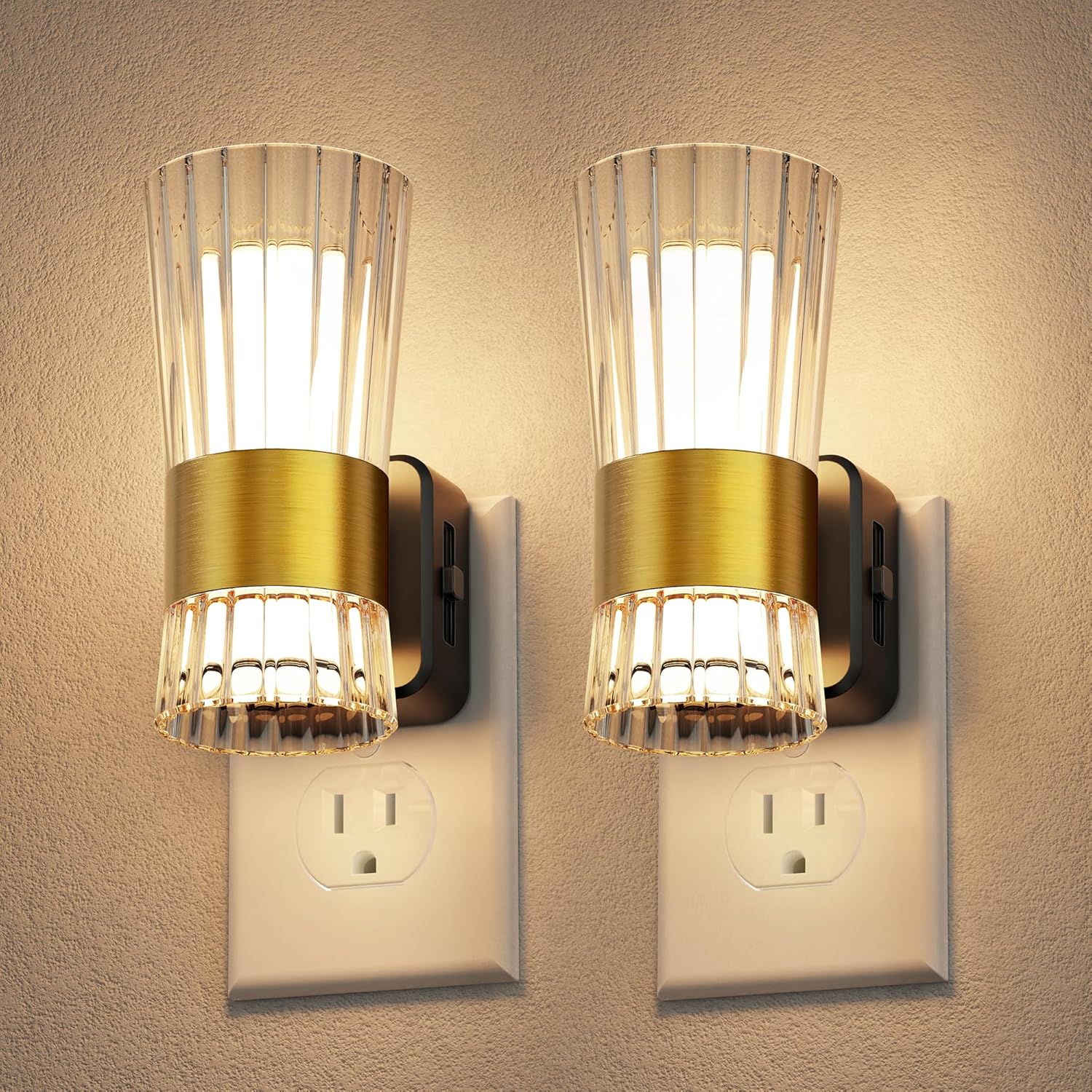 L LOHAS LED Night Light, Night Lights Plug into Wall, 3000K Soft Warm 0-100LM Adjustable Modern Night Lights, Automatic Nightlights Pulg…