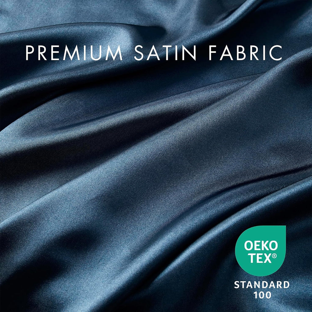 Madisonpark Madison Park Satin Sheets Cal King Size, Luxurious Silky Bed Sheets, Elastic 14" Pocket fits up to 16" Mattress, Wrinkle-Free,…