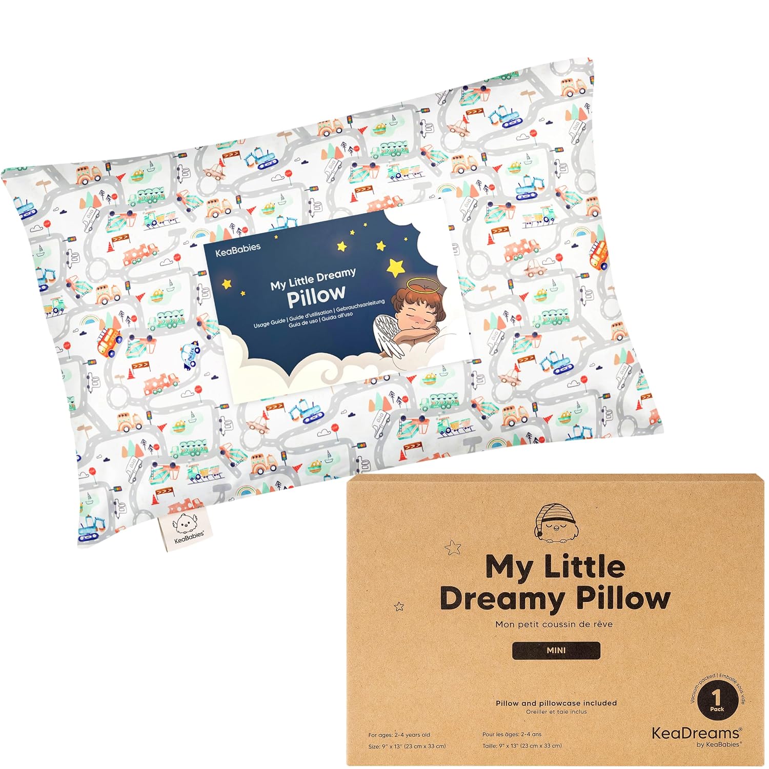 Mini Toddler Pillow with Pillowcase - 9x13 My Little Dreamy Travel Kids Pillow for Sleeping, Toddler Bed, Small, Tiny, Organic Cotton…