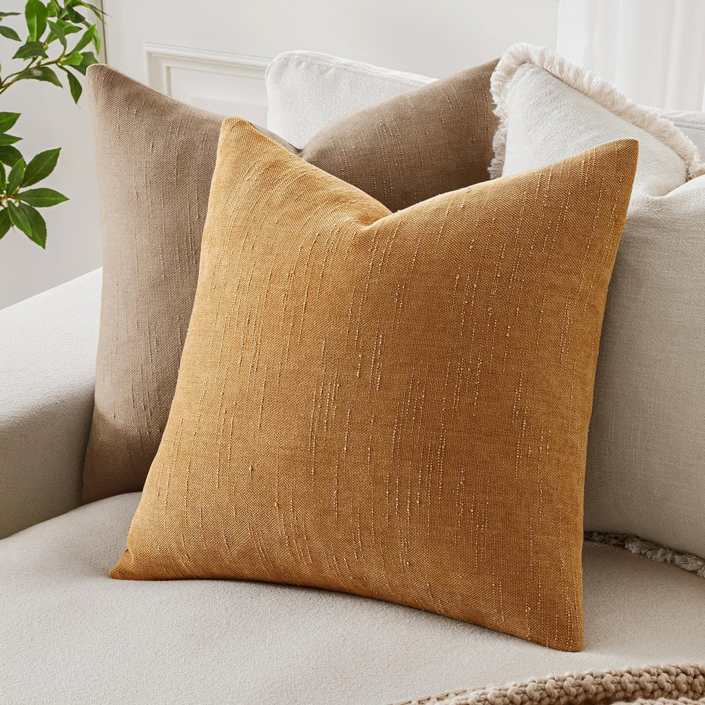 MIULEE Pack of 2 Decorative Throw Pillow Covers Soft Chenille Lumbar Accent Throw Pillows Solid Textured Cushion Covers Home Decor for…