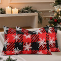 decorUhome Summer Black and Red Snowflake Linen Decorative Throw Pillow Covers 12x20 Set of 2 Lumbar Buffalo Plaid Check Farmhouse Gingham…