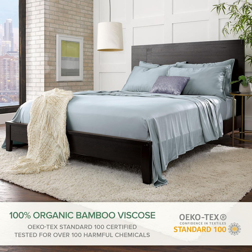 PureBamboo Pure Bamboo Split King Sheets, Genuine 100% Organic Viscose Derived from Bamboo Bed Sheet Set, Soft & Cooling, Double Stitching,…
