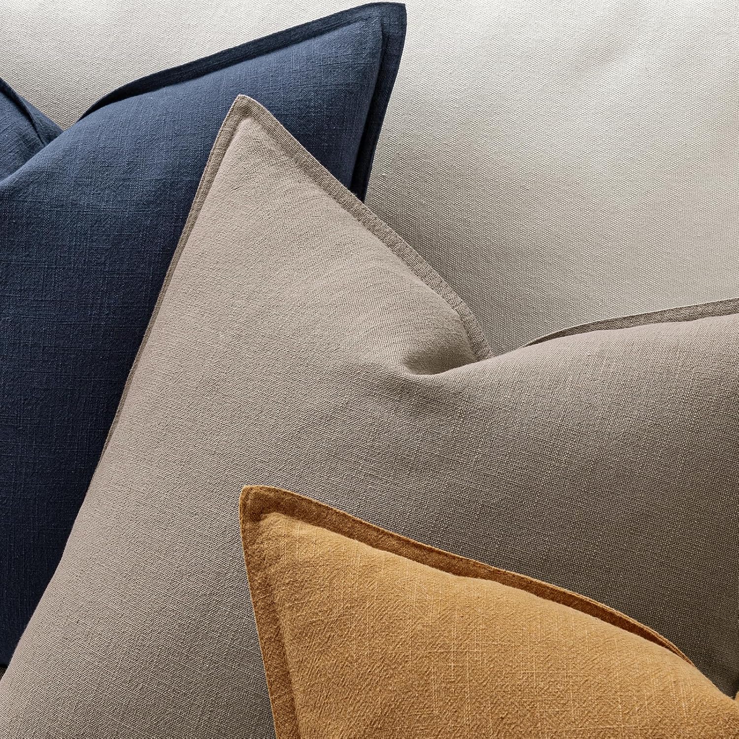 Anroduo Pack of 2 Decorative Linen Pillow Covers Camel Brown Neutral Farmhouse Boho Soild Cushion Case Soft Accent Pillowcase for Couch Sof…