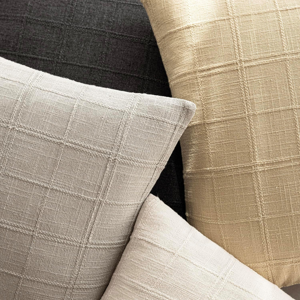 Foindtower Set of 2 Decorative Linen Check Throw Pillow Covers Neutral Farmhouse Vintage Cushion Covers Modern Coastal Boho Home Decor…