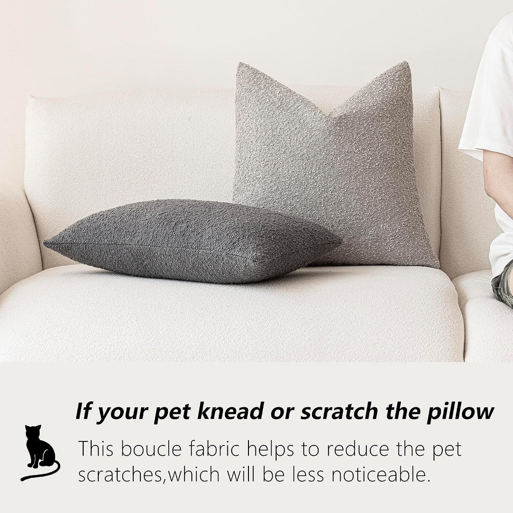 Foindtower Textured Boucle Throw Pillow Covers Accent Solid Pillow Cases Cozy Soft Decorative Couch Cushion Case for Chair Sofa Bedroom…