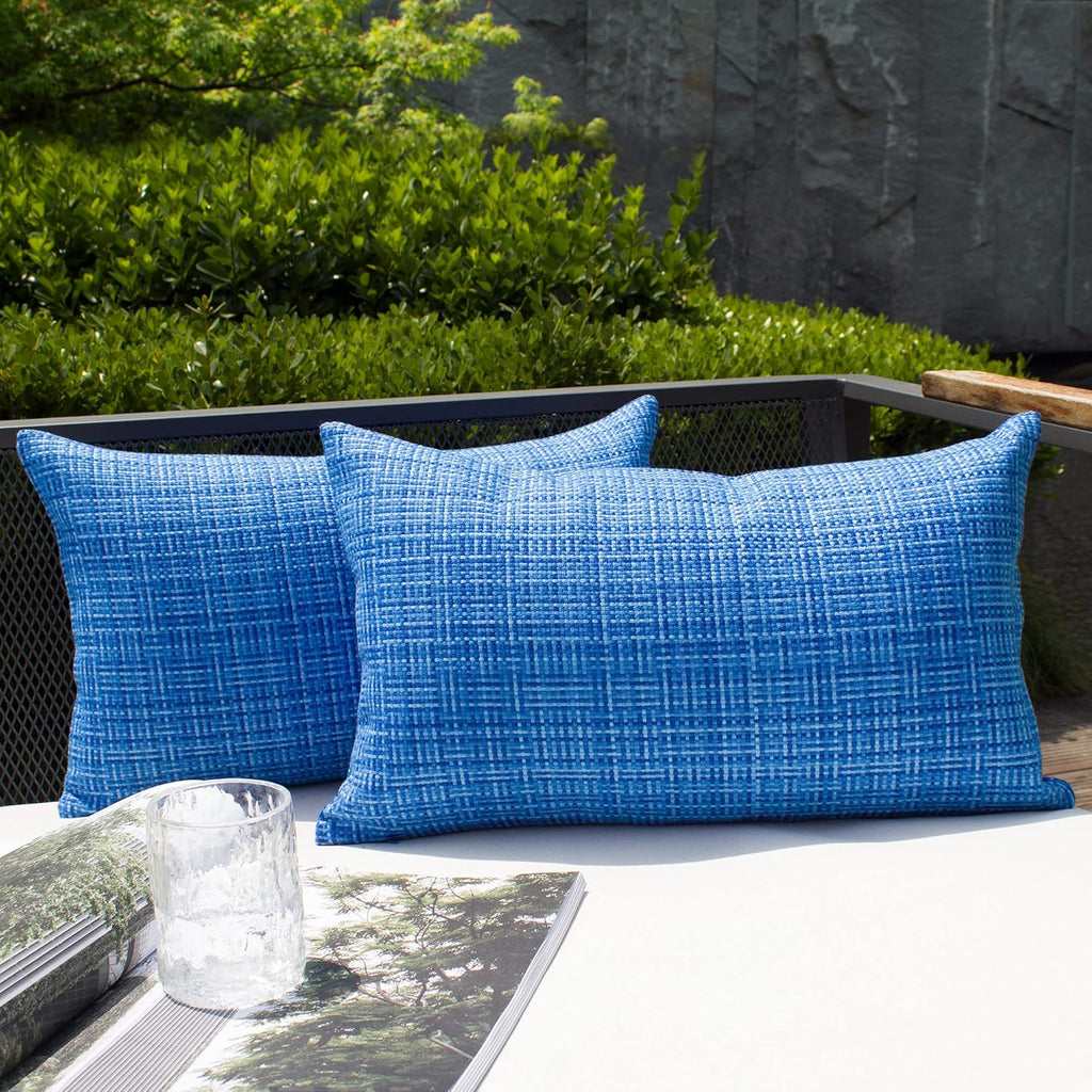 Kevin Textile Outdoor Waterproof Throw Pillow Covers 14x24 Inch Pack of 2 Woven Faux Linen Farmhouse Decorative Water Resistant Lumbar…