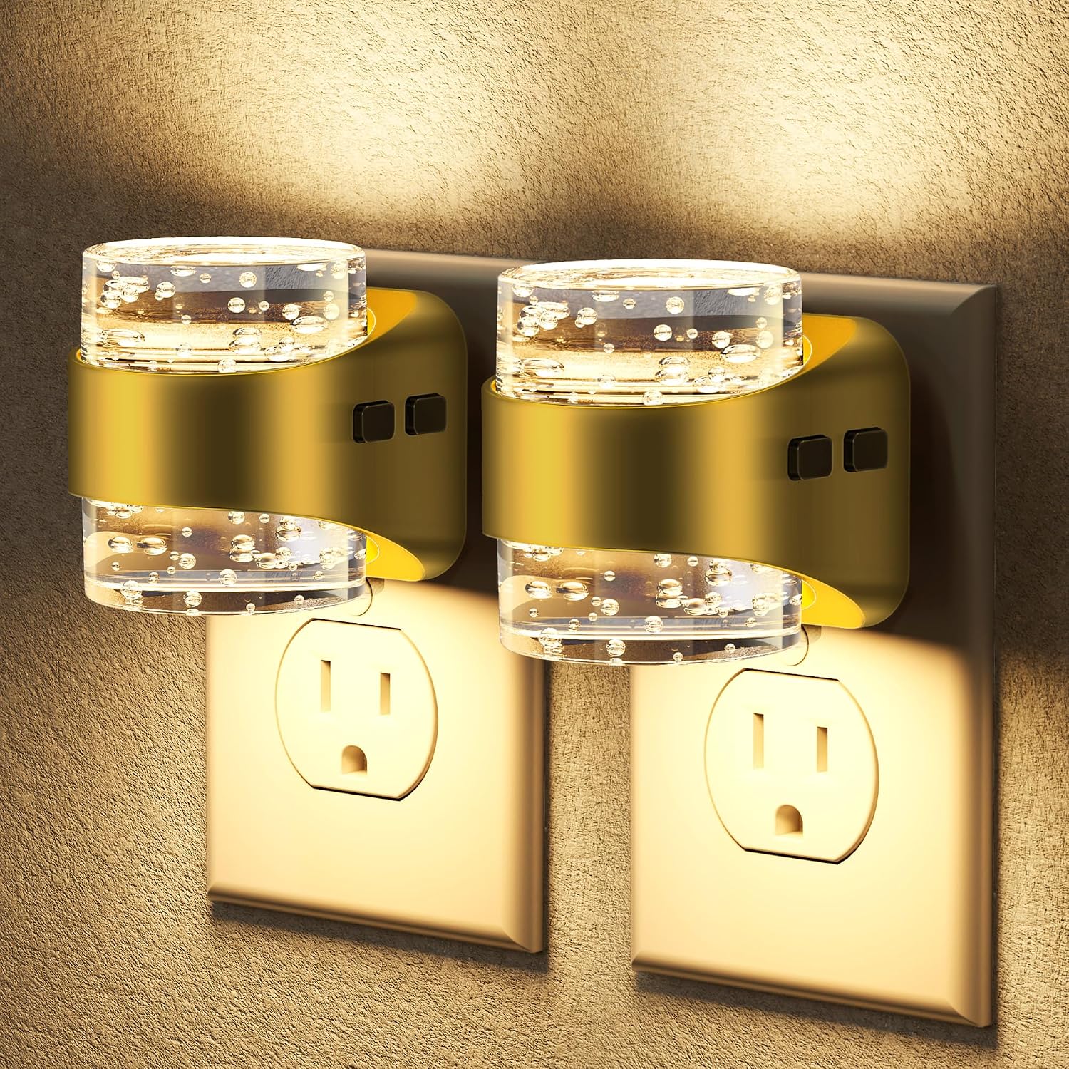 Briignite LED Night Light Plug into Wall[2 Pack], Dimmable Night Light with Bubble Design 3000K Warm & 5 Brightness Levels, Dusk to Dawn…
