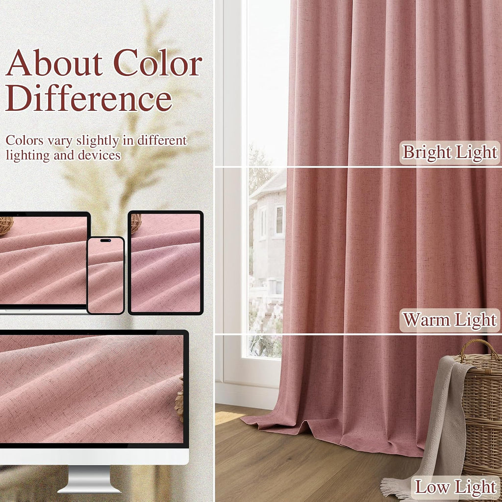 Guken 100% Blackout Curtains 102 Inch Length 2 Panels Set for Living Room Bedroom Back Tab Thermal Insulated Lack Out Linen Drapes Room Dar…