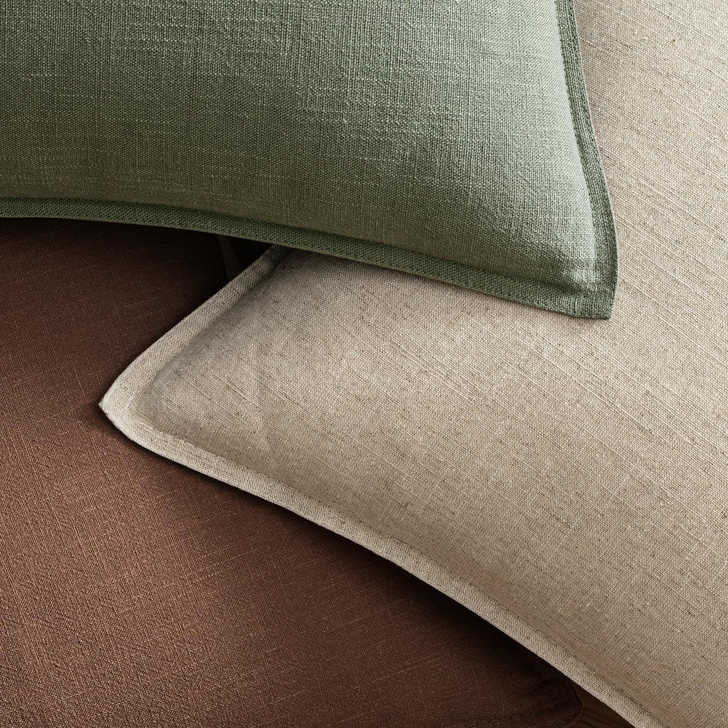EMEMA Throw Pillow Covers Decorative Linen Pillow Covers 20x20 Inch Light Olive Green Boho Farmhouse Neutral Couch Throw Pillows for Bed…