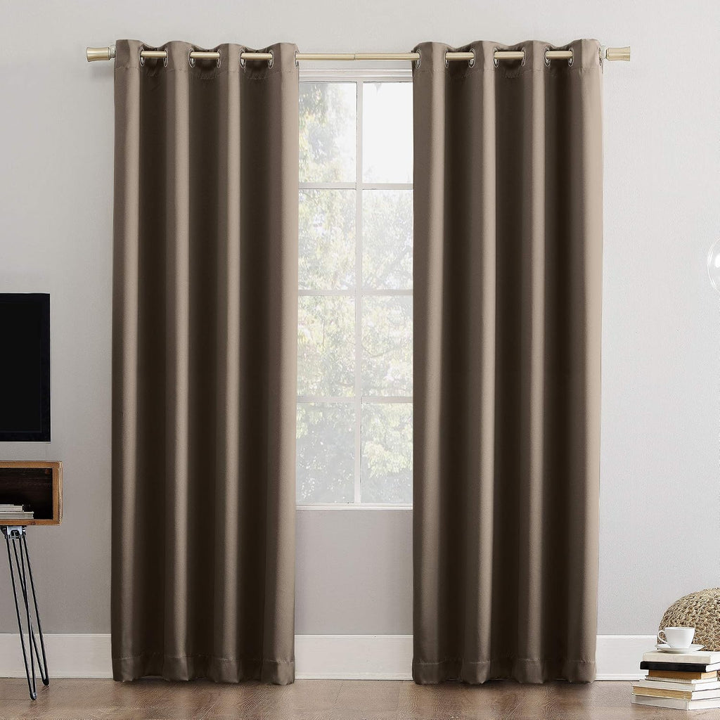 Sun Zero Nordic Theater Grade Extreme 100% Blackout Grommet Curtain Single Panel, 52" x 54", Taupe