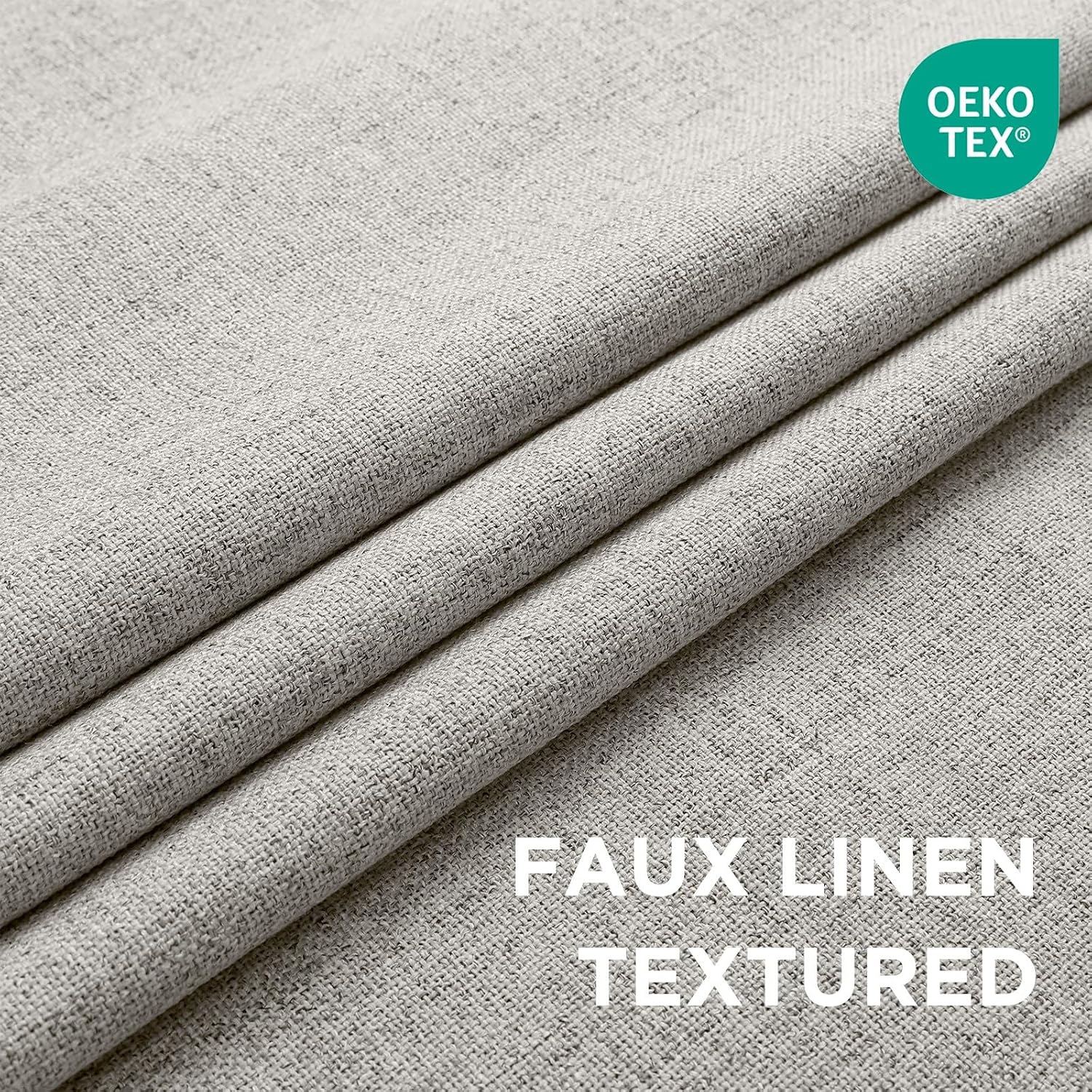 Cucraf 100% Blackout Curtains 63 inches Length 2 Panels Set, Room Darkening Linen Textured Curtain Grommet for Bedroom Living Room, Light B…
